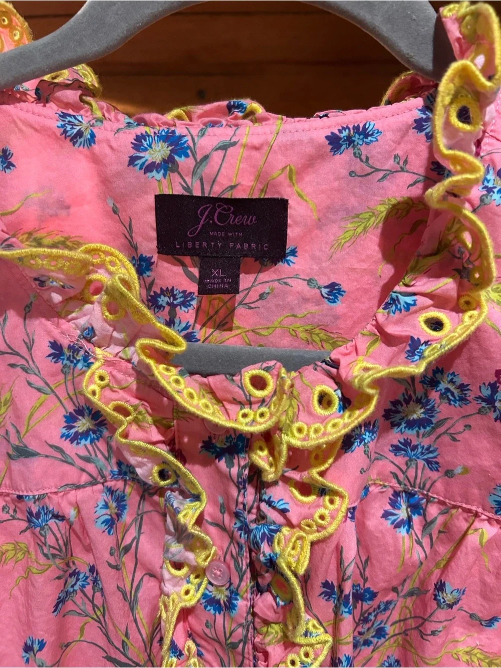 JCrew with Liberty Fabric Ruffle-Trim Top